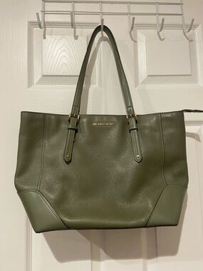 Michael Kors Olive Leather Tote with Gold Hardware